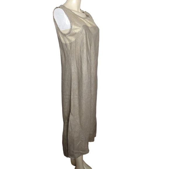 ab Nahlik sleeveless metallic shimmer beige and light gold sleeveless dress M 40 - Picture 5 of 12